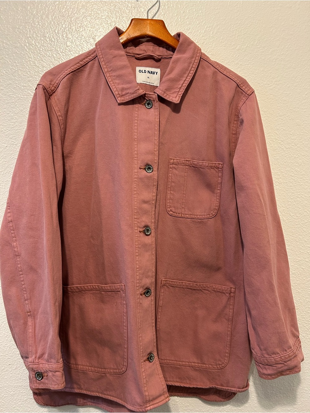 Old Navy Dusty Rose Utility Jacket - Women's Button-Up Workwear 100% Cotton